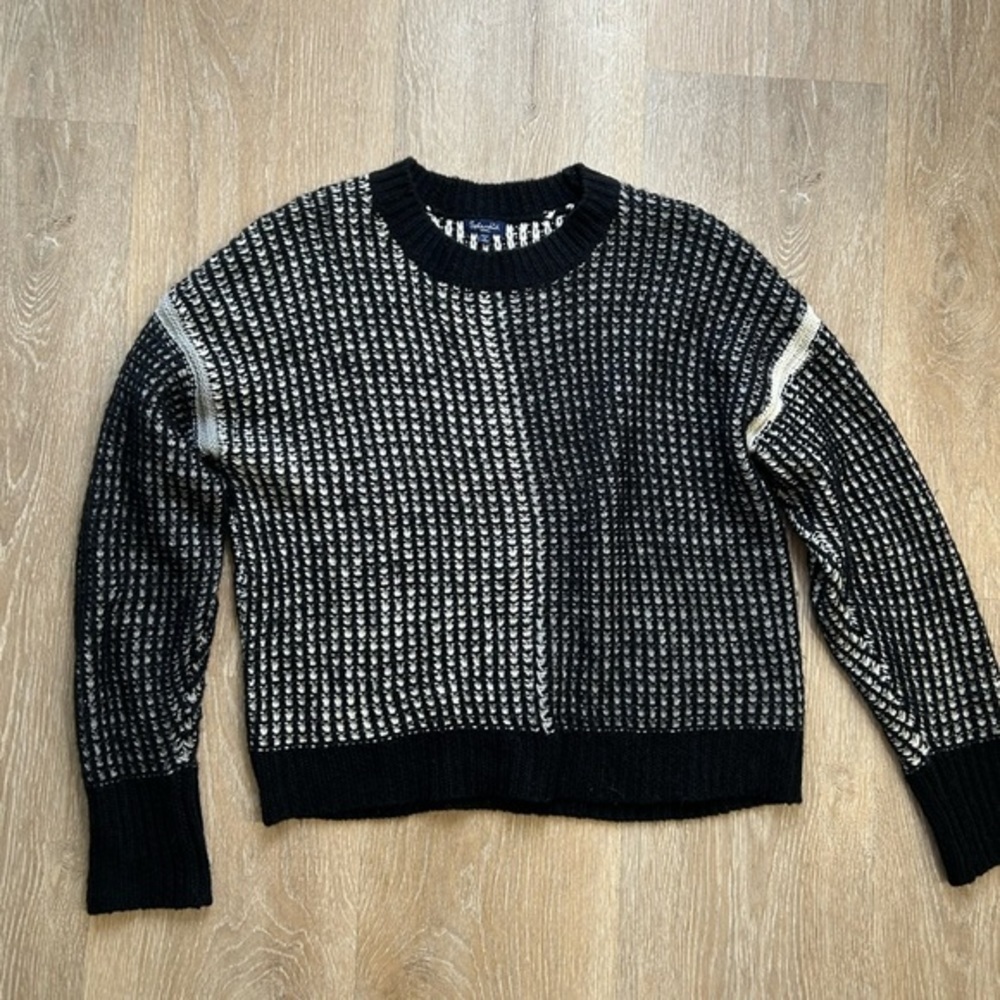Splendid Black and White Crew Neck Sweater